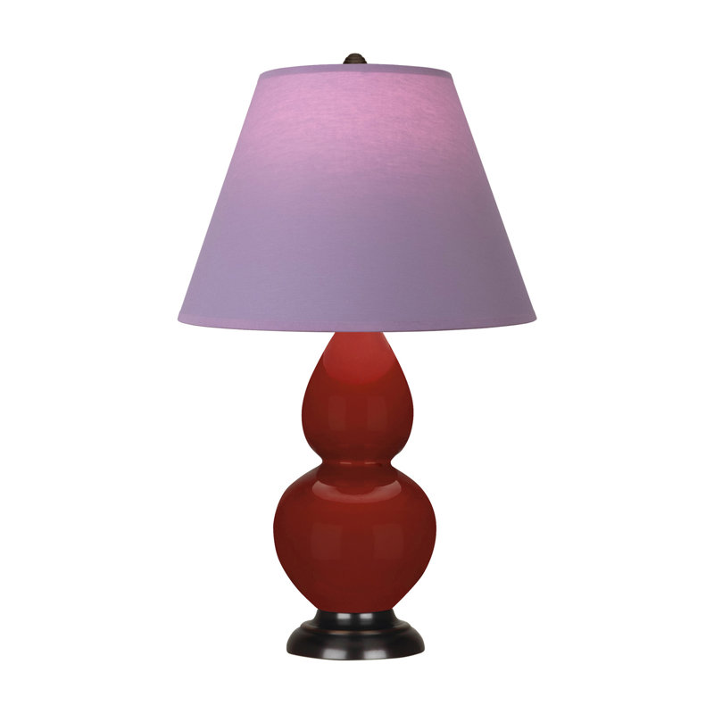 Petite lampe d'appoint à double gourde, Bronze patiné foncé, Lavande / prune, Rouge sang-de-bœuf