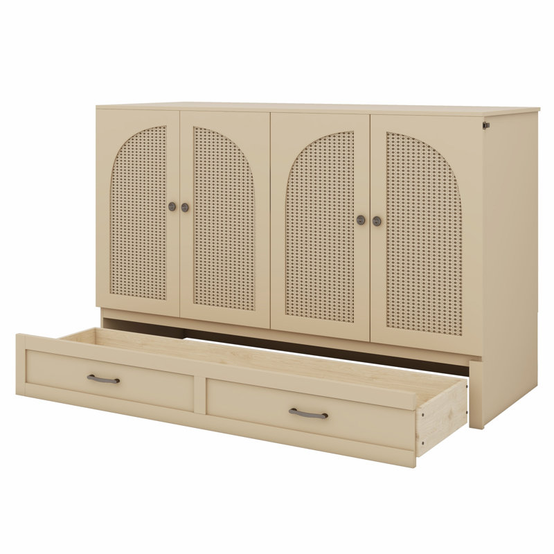 Murphy Bed With Large Drawers, Gold, Full / Double