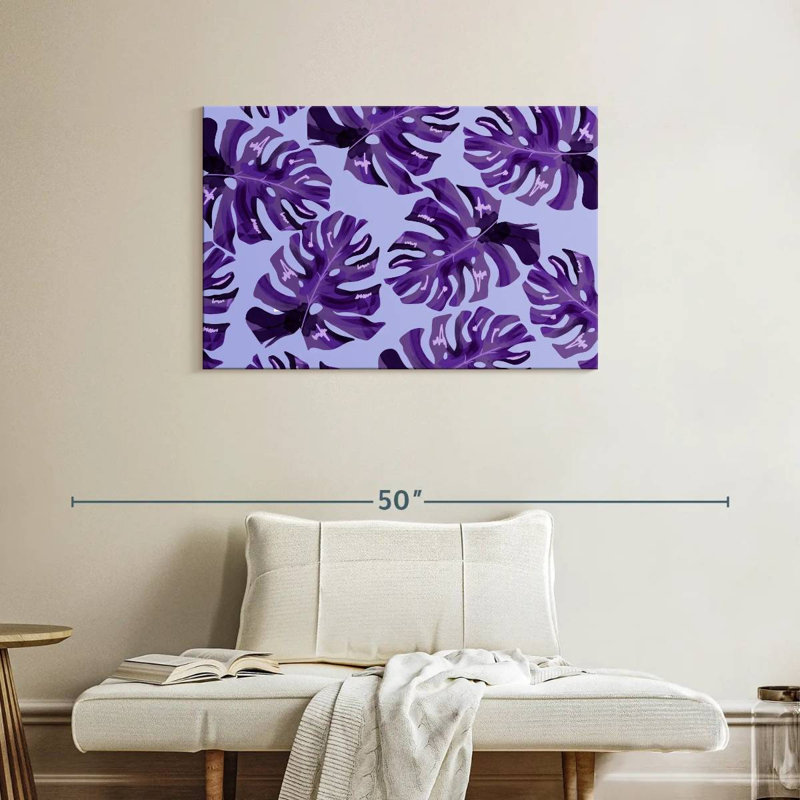 Harnek mauve à feuilles de Monstera, H 24 po x l 36 po