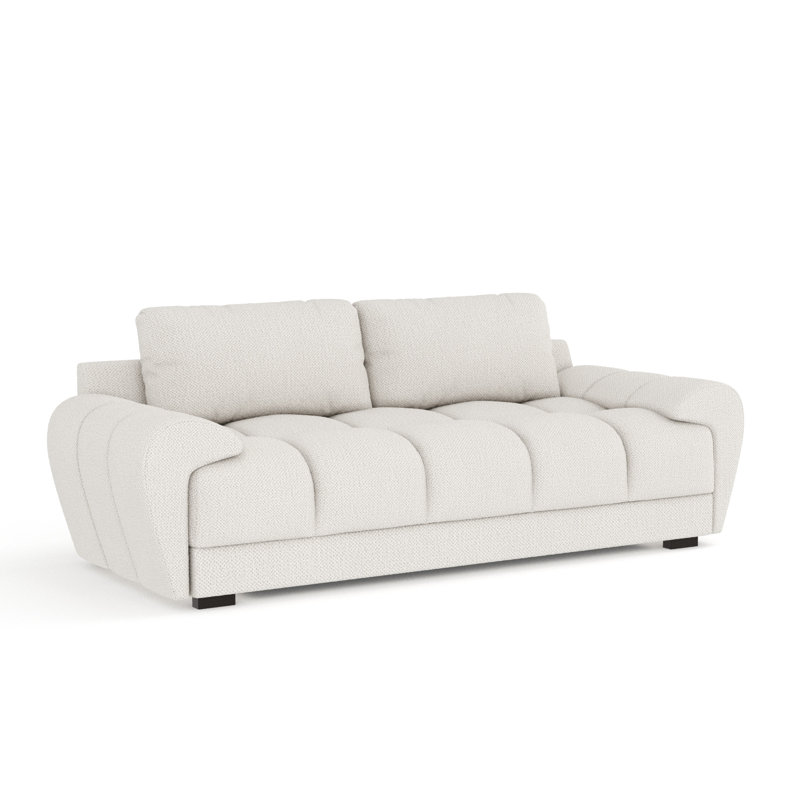 Three-seater round arm Sofa, Cream Chenille