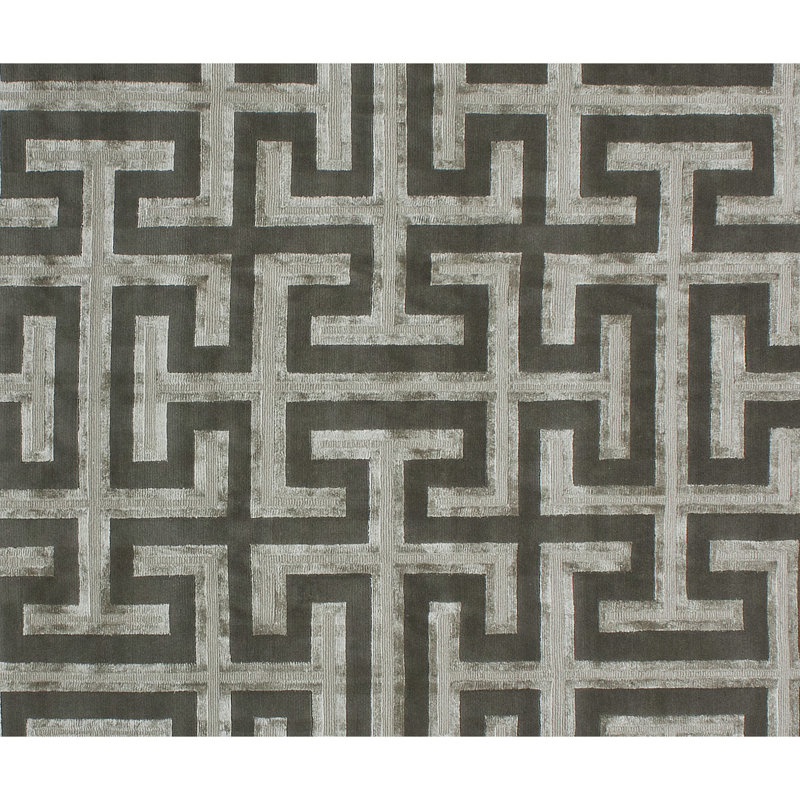 Geometric Area Rug in Silver/Gray/Black, Rectangle 9' x 12'