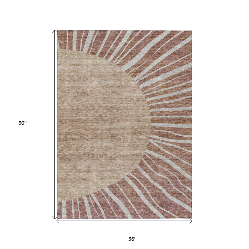 3' X 5' Abstract Washable Indoor Outdoor Area Rug