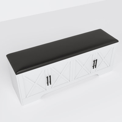 47" Upholstered Storage Bench With Safety Hinges