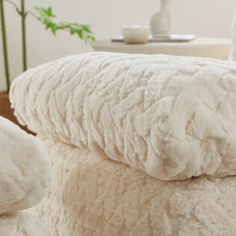 Fauteuil d'appoint rembourré avec repose-pieds et mousse à mémoire de forme Guesno, Blanc