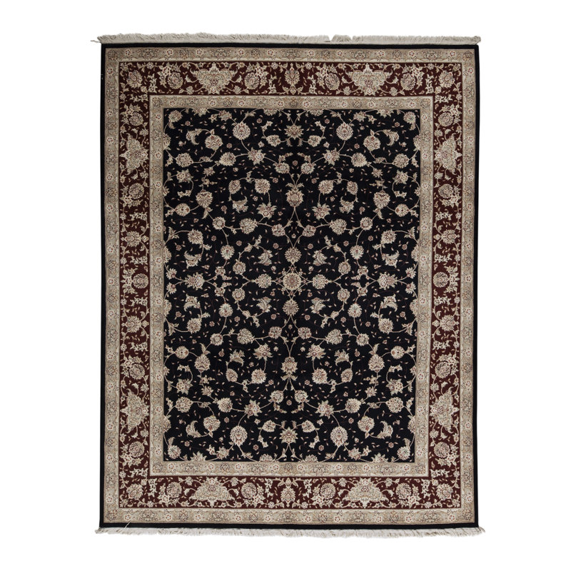 Hand-Knotted High-Quality Navy and Wine Area Rug