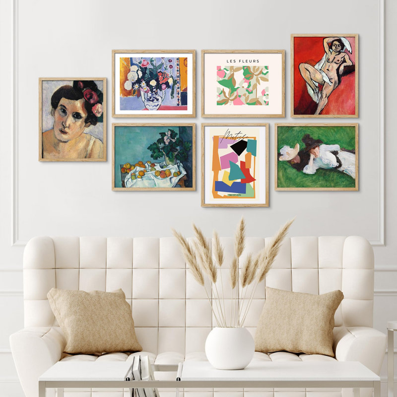 Multicolore Fine Art Classic Retro Portrait géométrique abstrait sur papier, reproduction de 7 pièces, Cadre naturel naturel