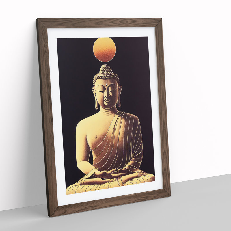 Buddha Under The Sun - Single Picture Frame Print, 46cm H x 34cm W x 2cm D, Walnut