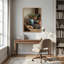 Tableau sur toile représentant un panier d'herbes aromatiques et de fruits frais sur une table en bois-80542997