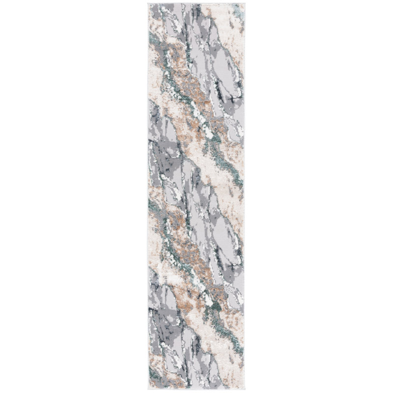 Joonyoung 100 Performance Abstract Rug, Runner 2' x 8'