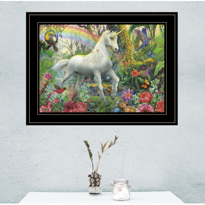 Rainbow Unicorn Framed Wall Art for Living Room, Home Wall Decor by Ed Wargo