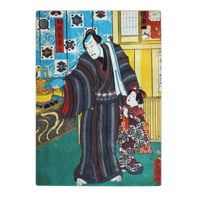 Tempered Glass Father with Child by Utagawa Kunisada Chopping Board