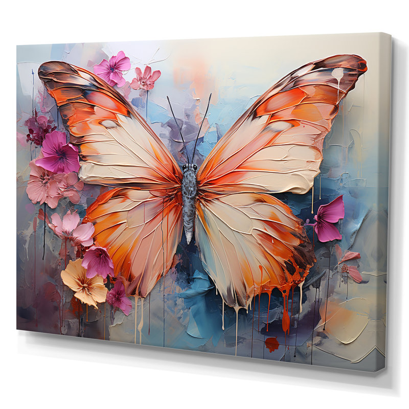 Papillon abstrait auras - art mural papillon, H 12 po x l 20 po x P 1 po, Toile tendue
