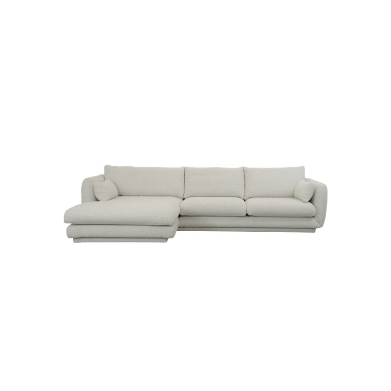 Bloom 3-Seater Sofa W/Chaise Lounge Left & Plinth, Sand Cane-line Lola, 29.6" H x 122.1" W x 67" D, Right Hand Facing