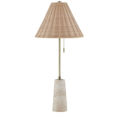 Lorraine 29" Buffet Lamp with Rattan Shade, Beige