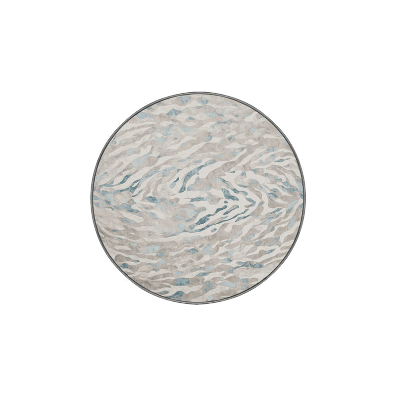 Machine Washable Gray Area Rug, Round 7'