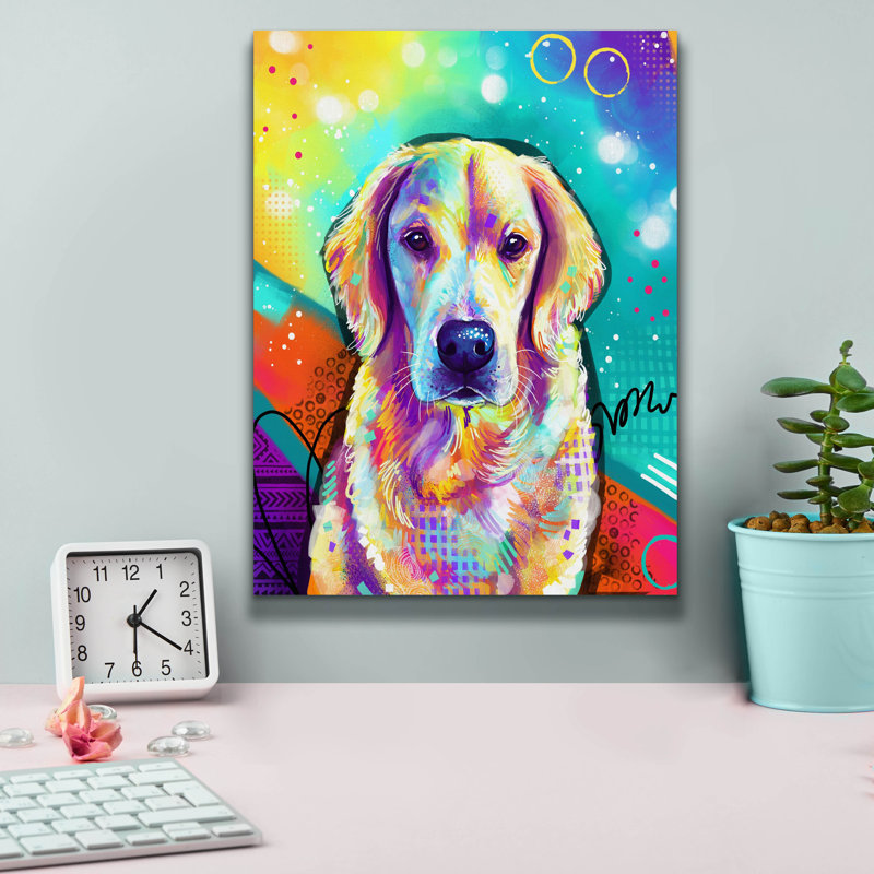 «Pop Art Golden Retriever 3» par Furbaby Affiliates, art mural sur toile, H 16 po x l 12 po x P 0,75 po