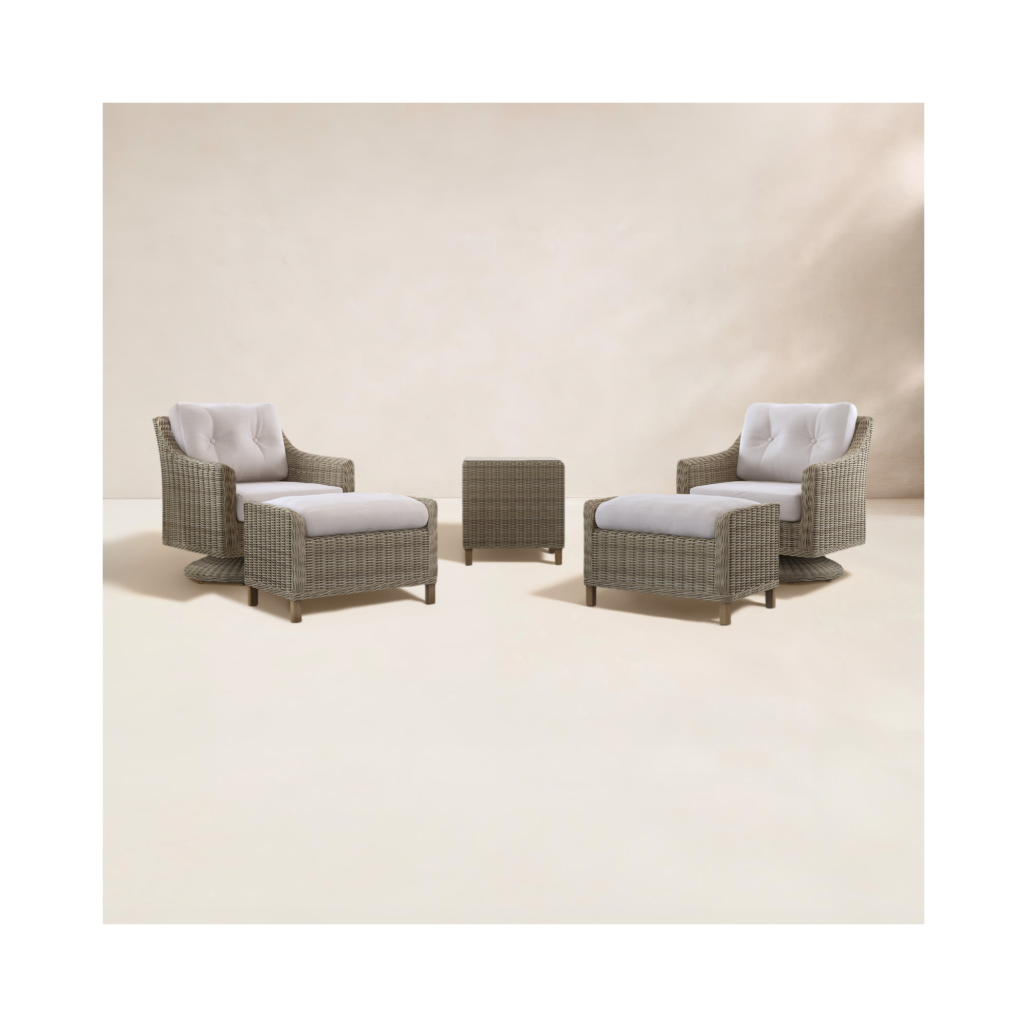 5 Piece Rattan Seating Group with Cushions