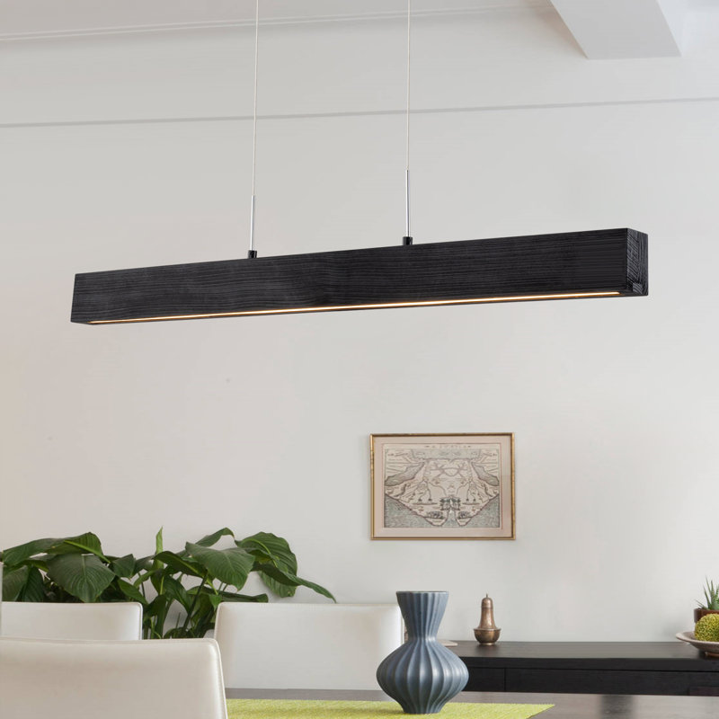 1 - Light LED Pendant, 1.96” H x 41.8” W x 3.15” D, Black