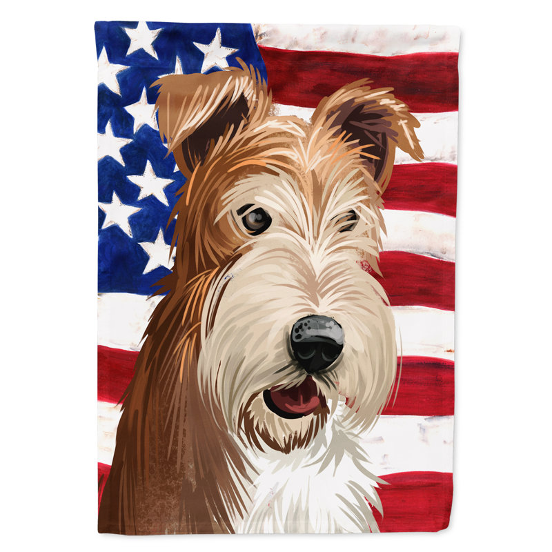 Polyester à 2 côtés 28 x 40 po drapeau maison, Fox-terrier à poil dur