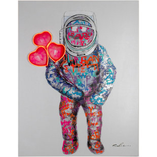 Small Wall Painting (LED Neon) – Spaceman Hearts