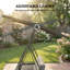Outsunny 2-Seater Rattan Swing Chair with Stand Adjustable Canopy Dark Grey