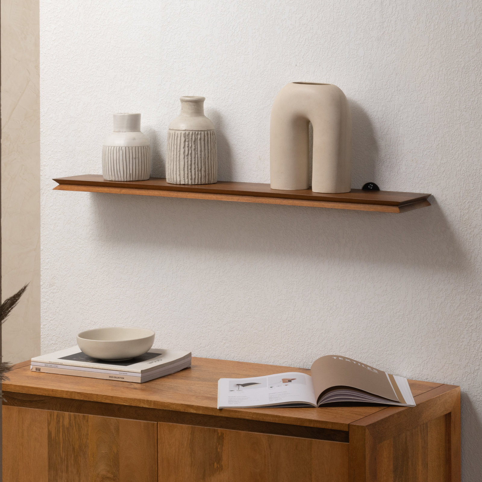 Irie Mango Wood Floating Shelf, 1'' H x 36'' W x 6'' D, Walnut