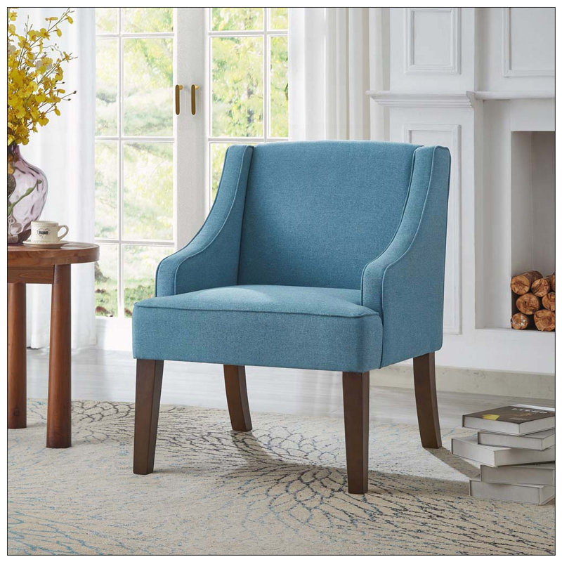 Chaise d'appoint moderne, fauteuil rembourré avec pieds en bois massif, Velours, Verre de mer