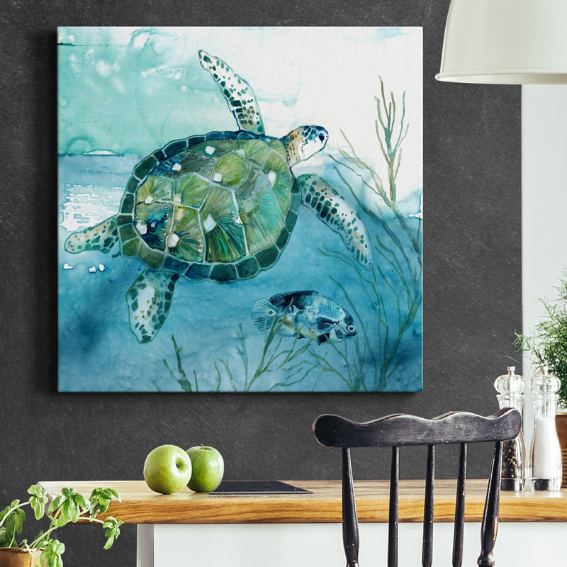«Delray Sea Turtle I», reproduction d'art sur toile tendue, H 32 po x l 32 po x P 1 po
