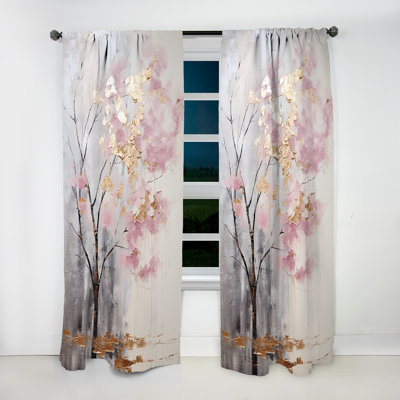 Beauford Blossom Tree Whispers Of Pink II - Traditional Velvet Curtain - Room Darkening - 1 Panel