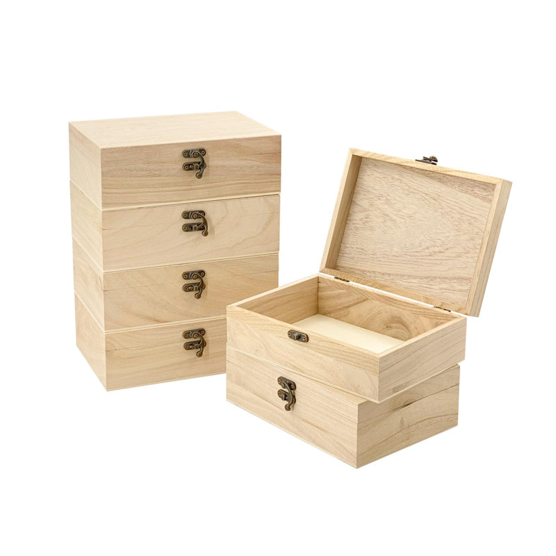 Boîte de 6 boîtes en bois non finies avec couvercle