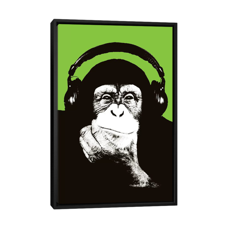 «New Monkey Head VI», reproduction d'impression sur toile, H 48 po x l 32 po x P 1,5 po, Toile encadrée noire, Pas de tapis