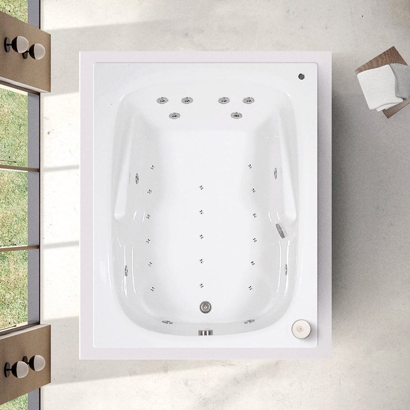 60" L x 48" W Alcove Combination Acrylic Bathtub With Removable Acrylic Skirt in White, Right