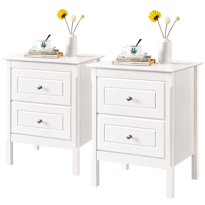 Anestin 48cm W Solid Wood Bedside Table, White