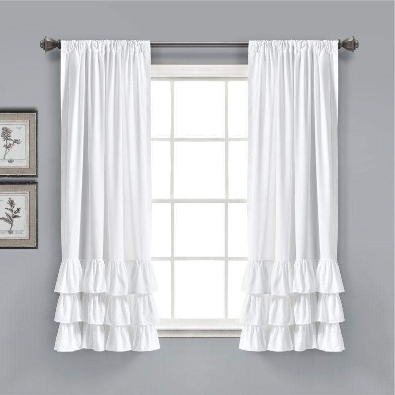 Paire de rideaux semi-transparents avec passe-tringle Allison, Blanc, L 40 po x L 63 po