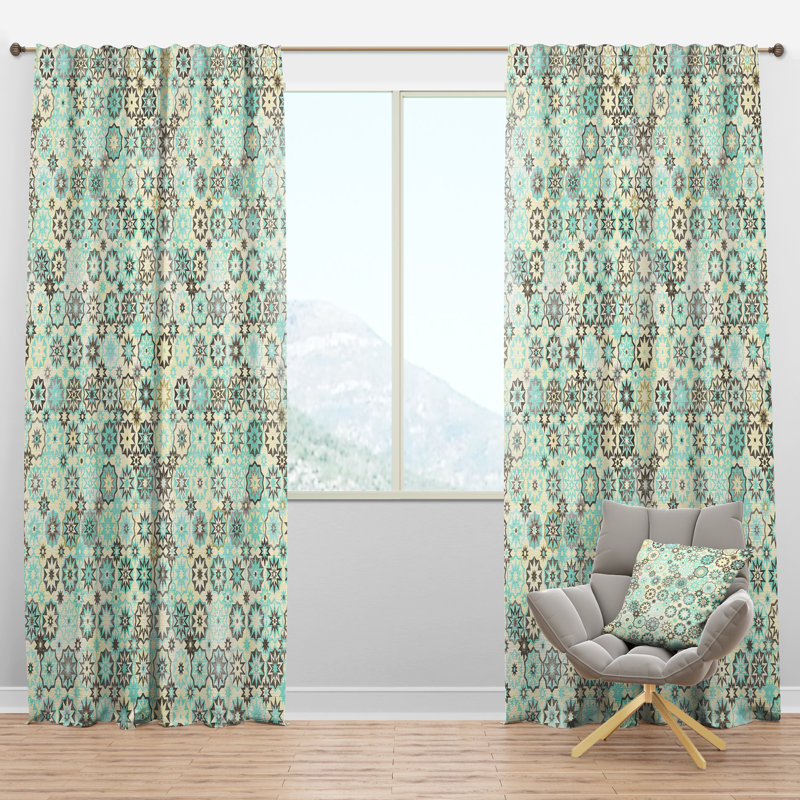 Panneau de rideau simple semi-diaphane avec passe-tringle Mid-Century, l 52 po x L 108 po