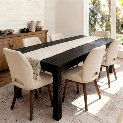 Table de salle à manger Farmhouse, table de cuisine rectangulaire de 70 po pour 4 à 6 personnes avec coins arrondis, table de salle à manger moderne pour les réunions de famille, assemblage facile, noir