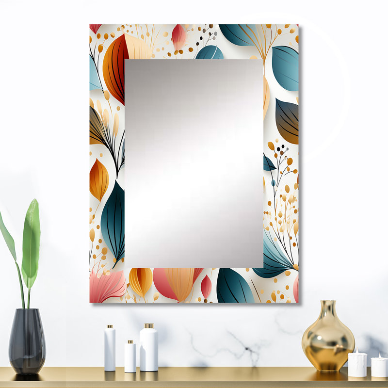 Motif floral de couleur pastel botanique - miroir décoratif botanique, miroir mural botanique, impression d'art en métal