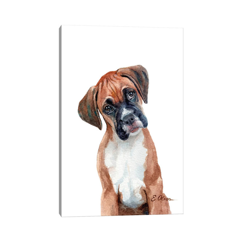 Boxer Puppy by Watercolor Luv - Wrapped Canvas Painting, 66.04 cm H x 45.72 cm W x 1.91 cm D