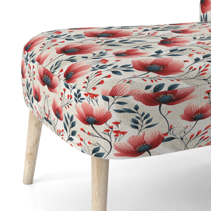 Chaise d'appoint rembourrée rouge Red Coastal Elegance