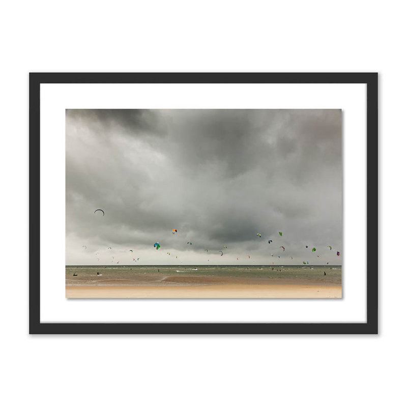 Kite Day Print by Jakob Wagner, 18" H x 24" W x 1.5" D, Black