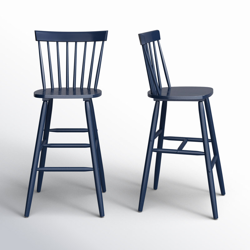 Stacee Solid Wood Counter Stool, Bar Stool (29" Seat Height), Navy
