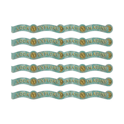 Eureka Curiosity Garden Dream Explore Create Imagine Extra Wide Deco Trim, 37 Feet Per Pack, 6 Packs