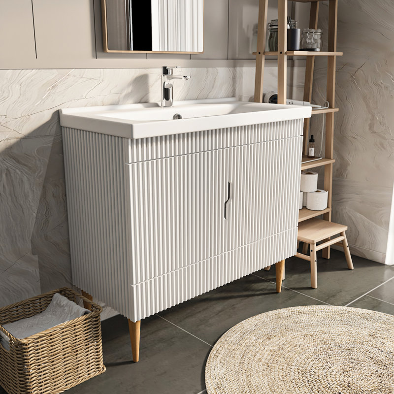 Sahra Single Bathroom Vanity with Ceramic Basin, 100cm, White
