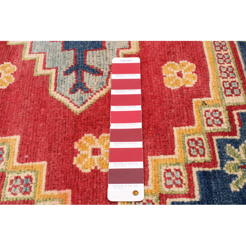 Tapis unique en laine noué à la main nouvel âge en rouge / or clair Albiero