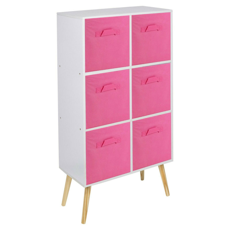Zabarskaya 110cm H x 60cm W Wood Standard Bookcase, White/Dark Pink/Black