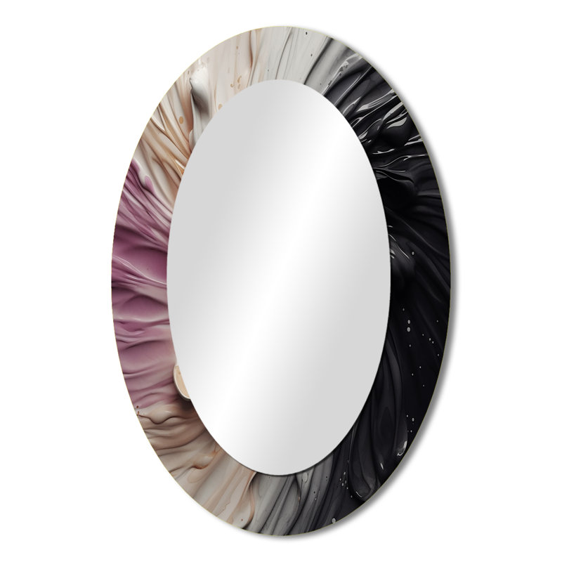 Délicat coup de pinceau abstrait - miroir mural moderne rose ovale II, 36 po x 24 po