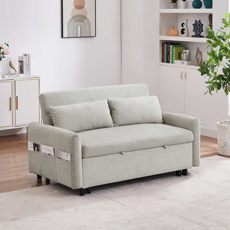 Canapé-lit Divyanshi, Microfibre beige