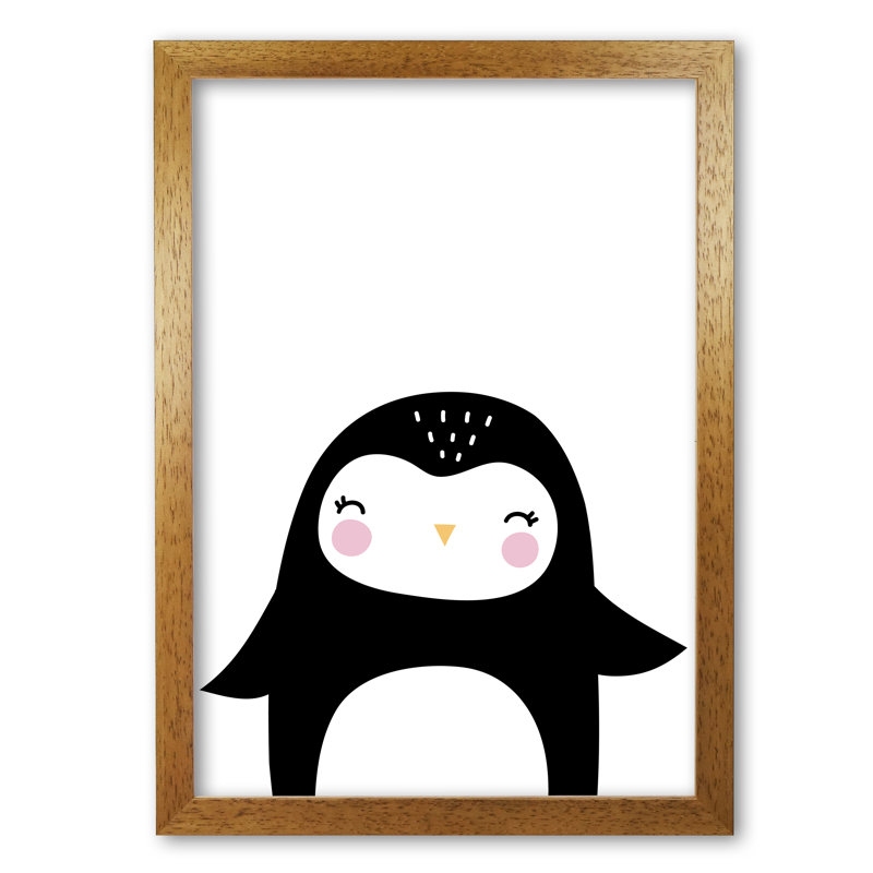 Penguin - Print, 85 cm H x 60 cm W x 5 cm D, Honey Oak Frame