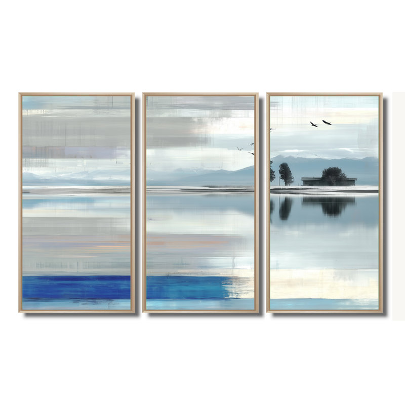 Ensemble de salon Blue Ocean Ocean Edge Accent With White - Paysages, H 40 po x l 60 po, Reproduction avec cadre flottant