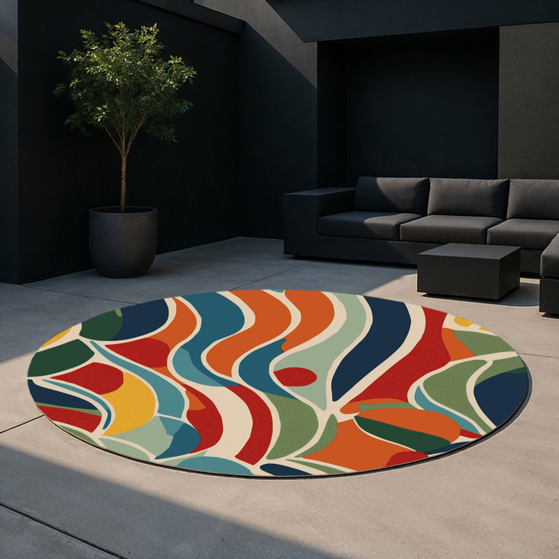 Tapis intérieur et extérieur Perky Line, Rond 5 pi